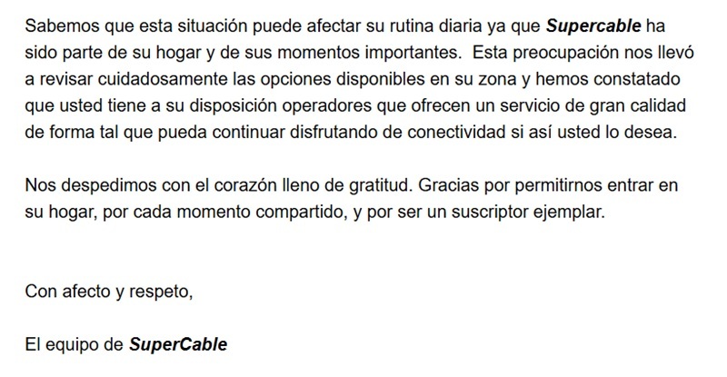 SuperCable cesa operaciones a partir de este #18Ago: «Servicio de televisión por suscripción será desconectado»