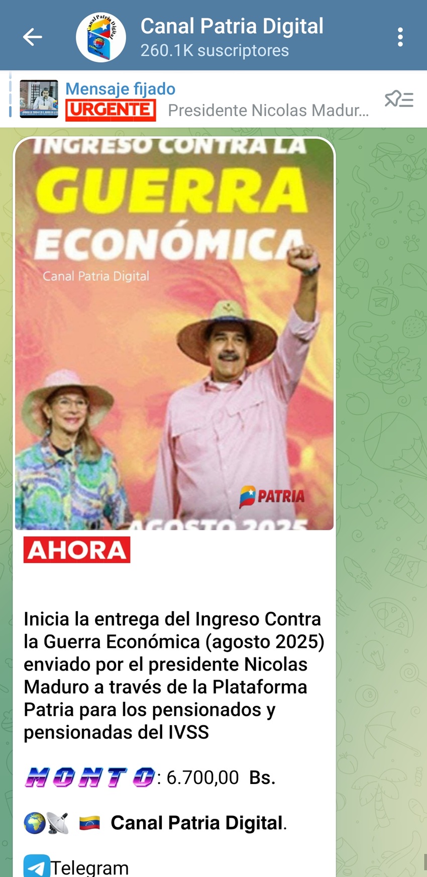Pagan bono «Contra la Guerra Económica» de agosto a pensionados: Incrementó 16% en bolívares