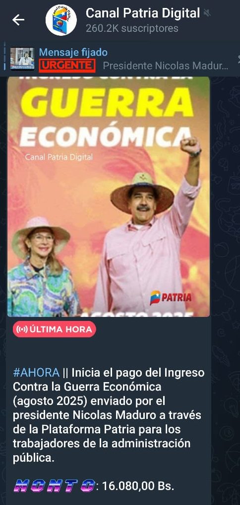 Incrementó 16,52%: Pagan bono «Contra la Guerra Económica» de agosto a trabajadores de la administración pública