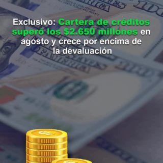 #Informe: cartera de créditos superó los US$2.650 millones en agosto y crece por encima de la devaluación