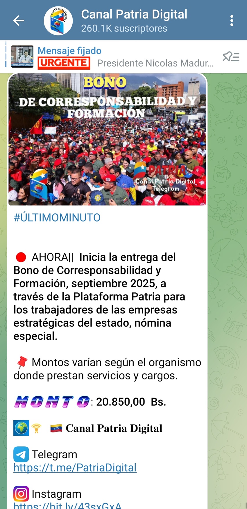 Pagan bono de «Corresponsabilidad y Formación» a trabajadores de empresas estratégicas por más de Bs. 20.000