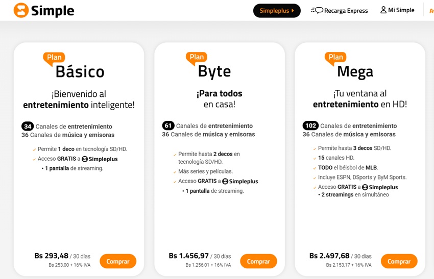 #EnDetalles: Estos son los precios del mes de octubre de Simpletv y Simplefibra