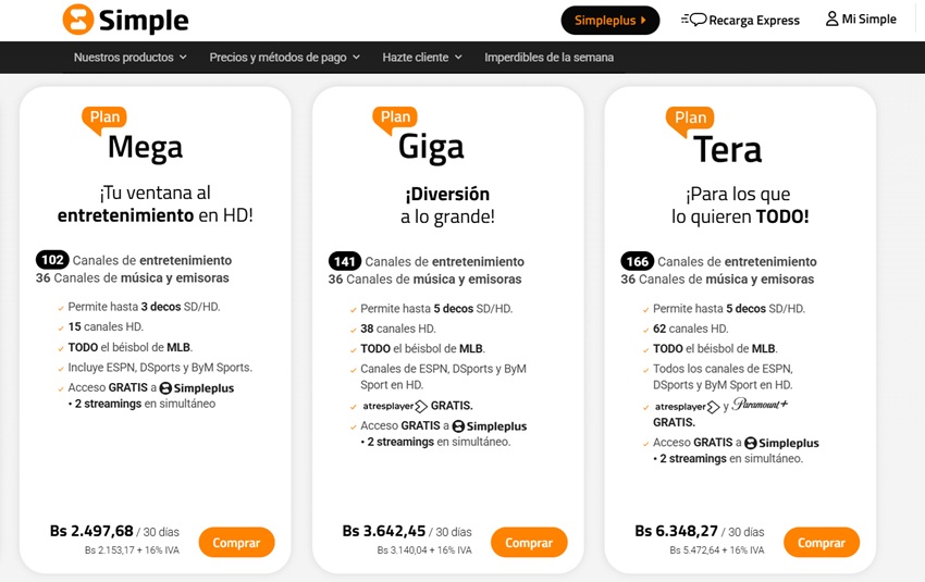 #EnDetalles: Estos son los precios del mes de octubre de Simpletv y Simplefibra
