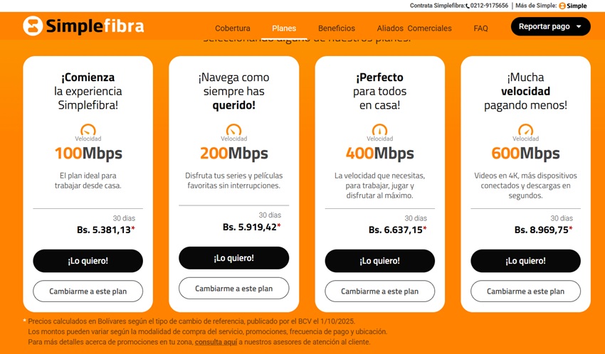 #EnDetalles: Estos son los precios del mes de octubre de Simpletv y Simplefibra
