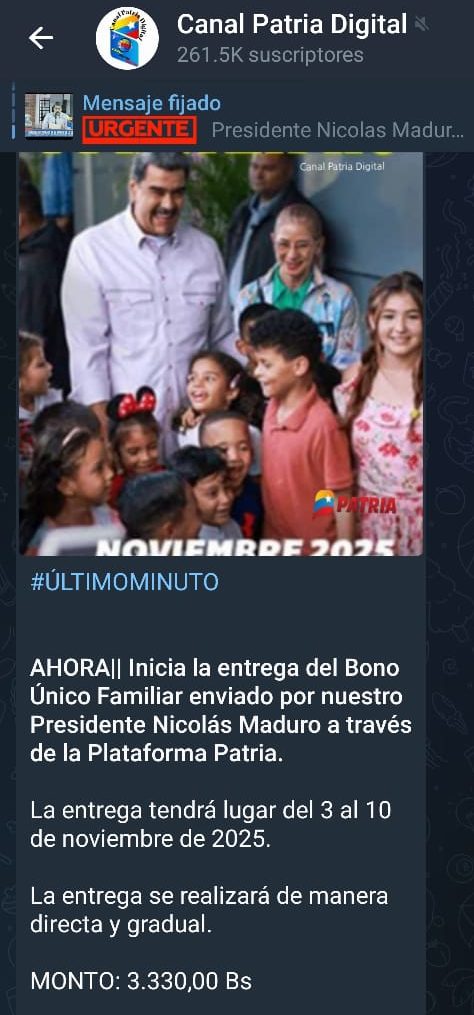 Pagan «Bono Único Familiar» de noviembre por Bs. 3.330: incrementó 23,33% en bolívares