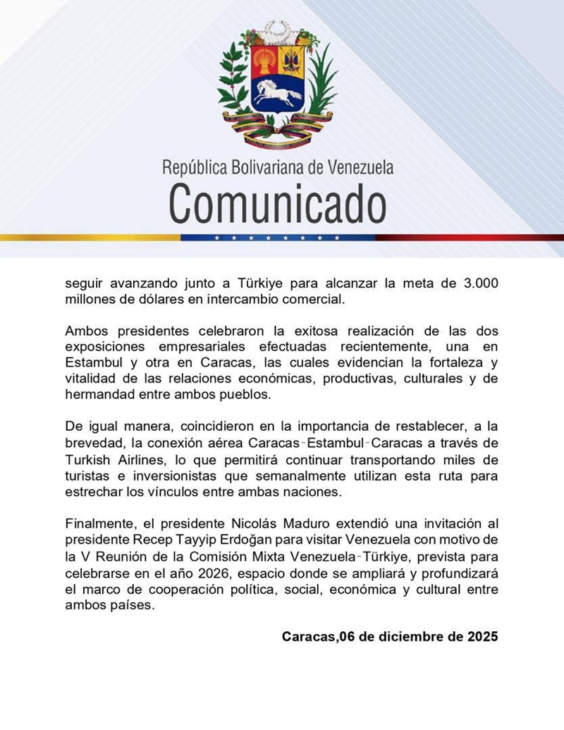Maduro conversa con Erdogan y coinciden en restablecer ruta aérea de Turkish en Venezuela