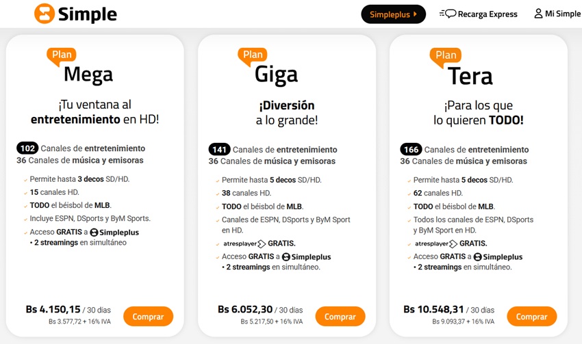 Estas son las tarifas del mes de enero de Simpletv y Simplefibra