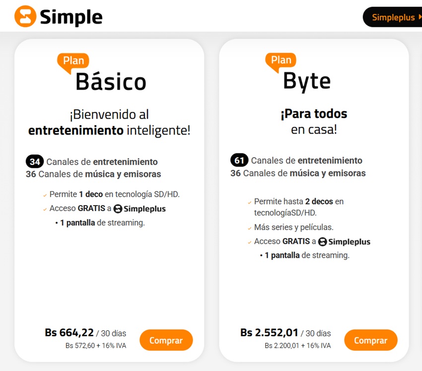Estas son las tarifas del mes de enero de Simpletv y Simplefibra