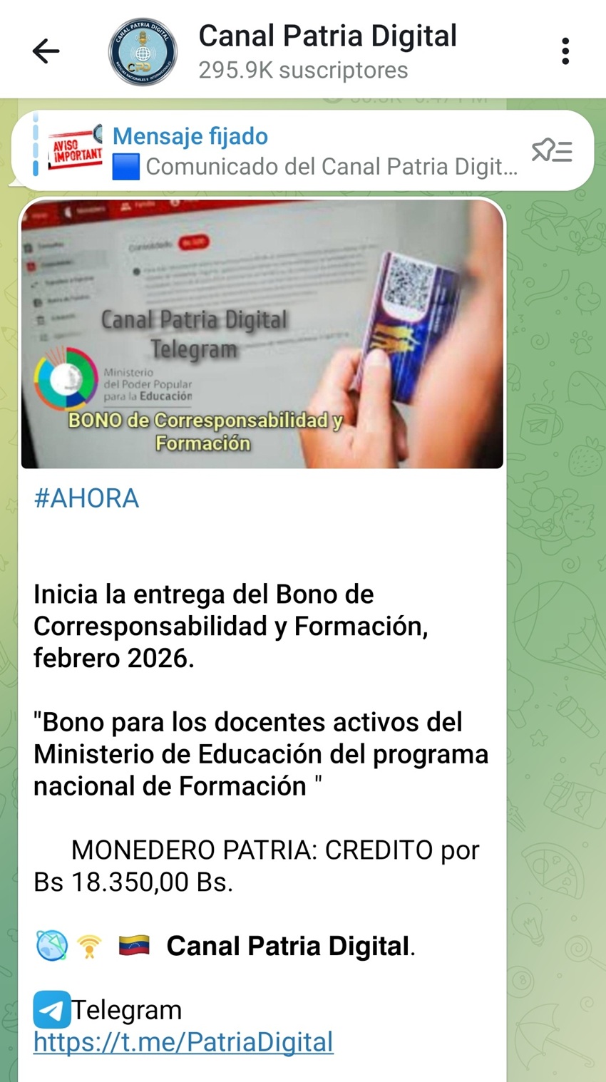 Pagan bono de &laquo;Corresponsabilidad y Formaci&oacute;n&raquo; de febrero a docentes activos: Aument&oacute; m&aacute;s de 22% en bol&iacute;vares