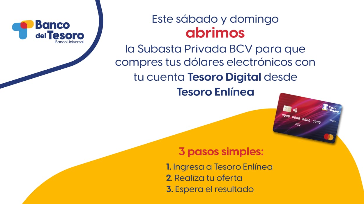 Este fin de semana compra tus d&oacute;lares electr&oacute;nicos desde Tesoro Enl&iacute;nea del Banco del Tesoro