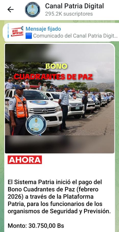 Pagan bonos &laquo;Cuadrantes de Paz&raquo; y &laquo;Cultores Populares&raquo; (+detalles)