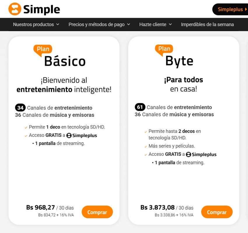 Estas son las tarifas del mes de marzo de 2026 de Simpletv y Simplefibra