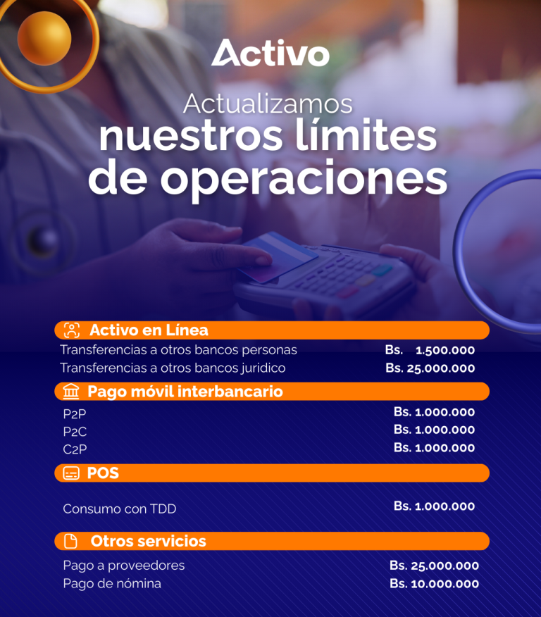 Conozca los nuevos l&iacute;mites transaccionales de Activo Banco Universal