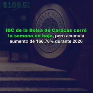 IBC de la Bolsa de Caracas cerró la semana en baja, pero acumula aumento de 166,78% durante 2026