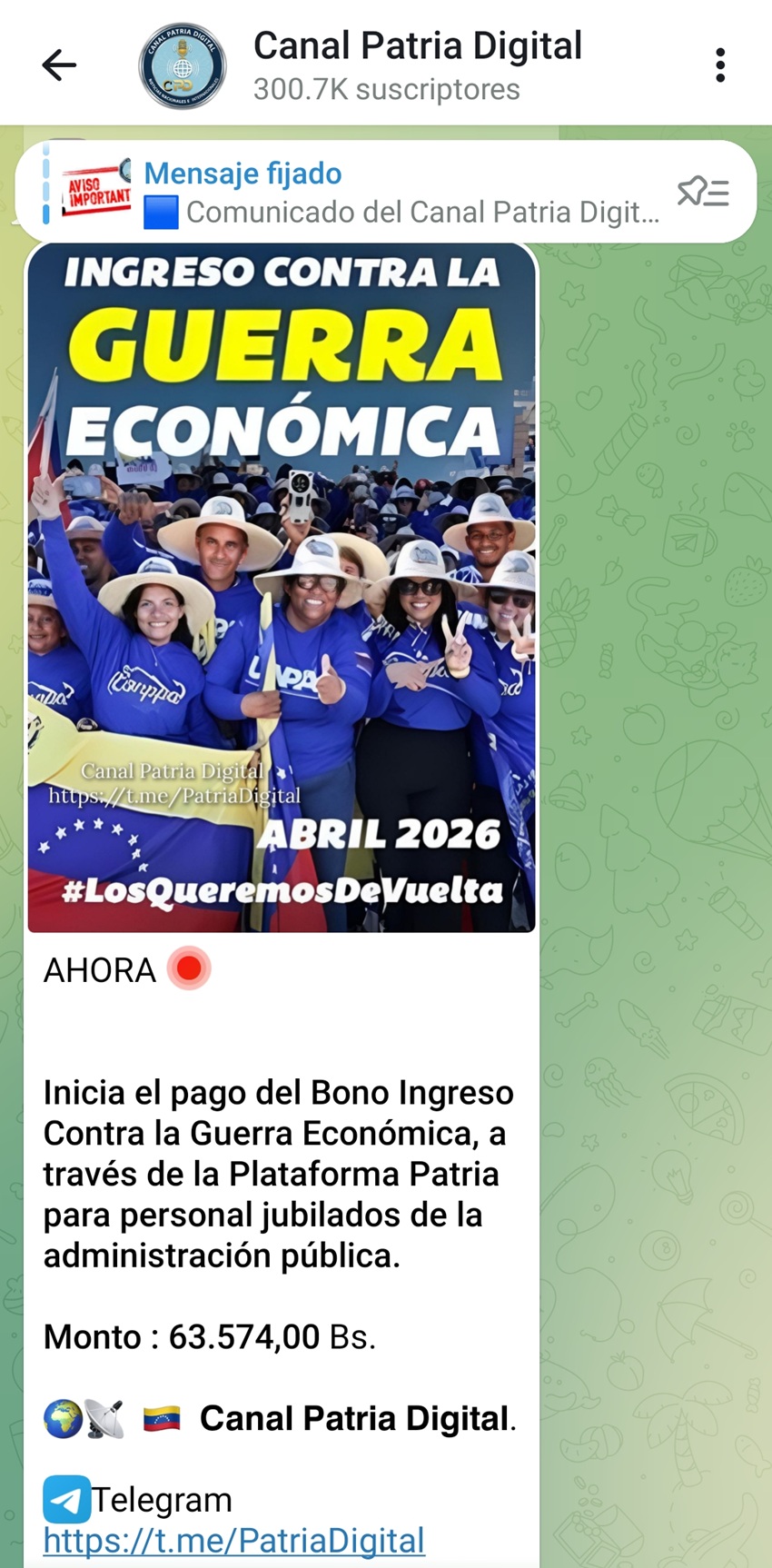 Aument&oacute; m&aacute;s de 7% en bol&iacute;vares: Pagan bono &laquo;Contra la Guerra Econ&oacute;mica&raquo; de abril a jubilados (+monto)