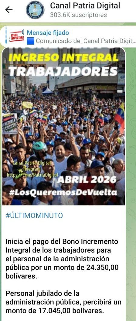 Pagan Bono Incremento Integral de los Trabajadores para trabajadores activos y jubilados