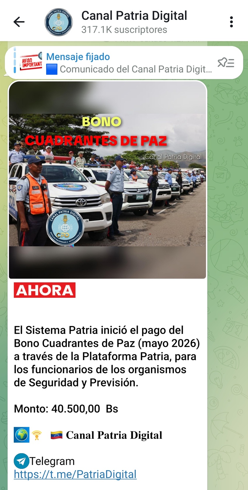 Pagan bono «Cuadrantes de Paz» de mayo de 2026: Aumentó más de 10% en bolívares (+monto)