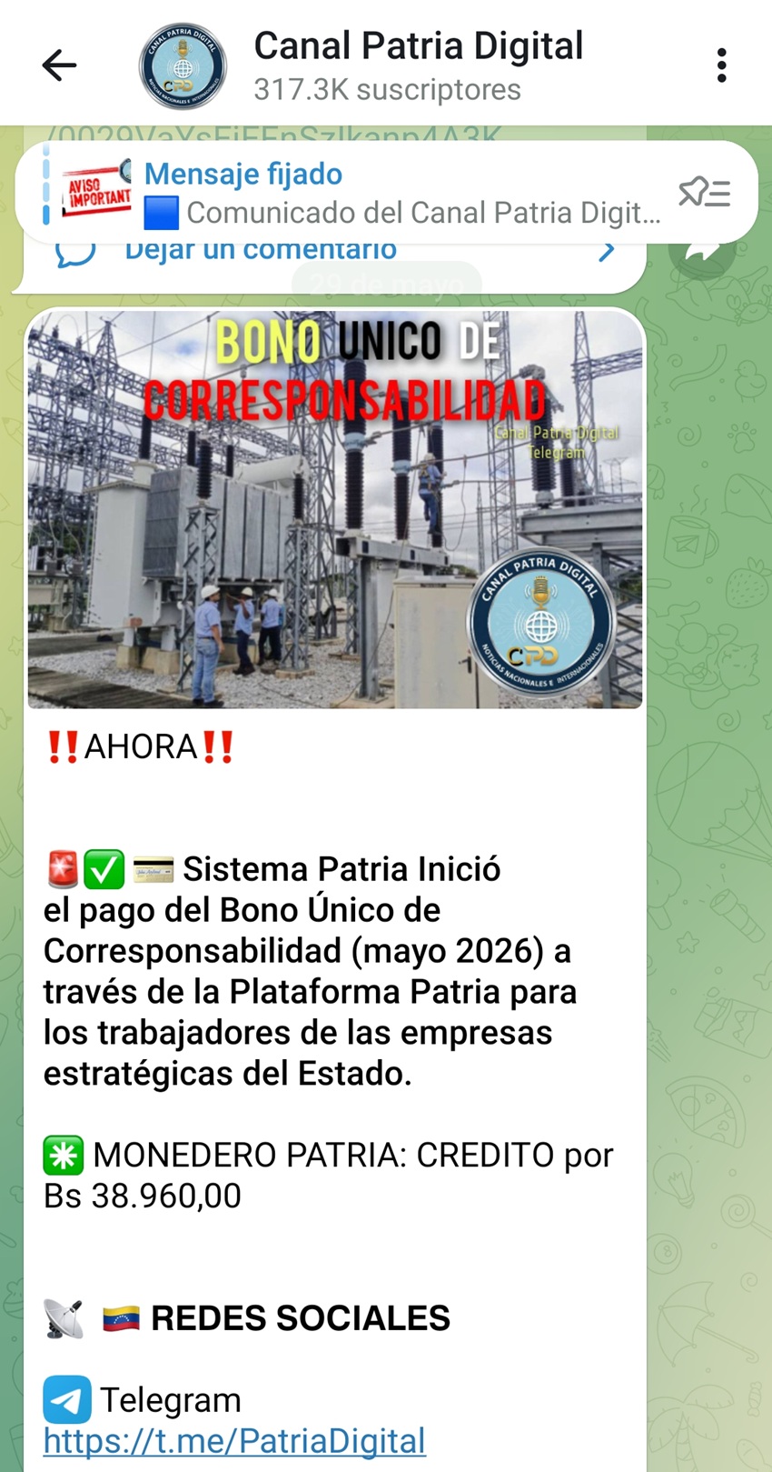 Equivale a más de US$70: Pagan «Bono Único de Corresponsabilidad» a trabajadores de empresas estratégicas del Estado
