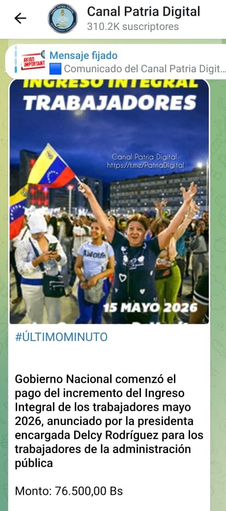 Inician pago del incremento de ingreso integral de trabajadores de mayo: Equivale a US$150
