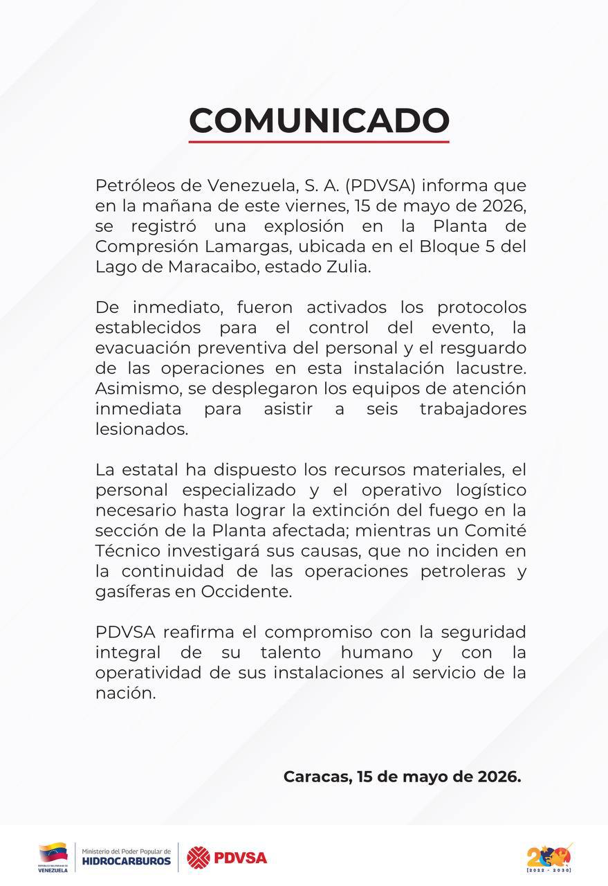 Un incendio habr&iacute;a afectado una planta de gas en Venezuela: Trabajadores intentaron apagar las llamas, seg&uacute;n Reuters
