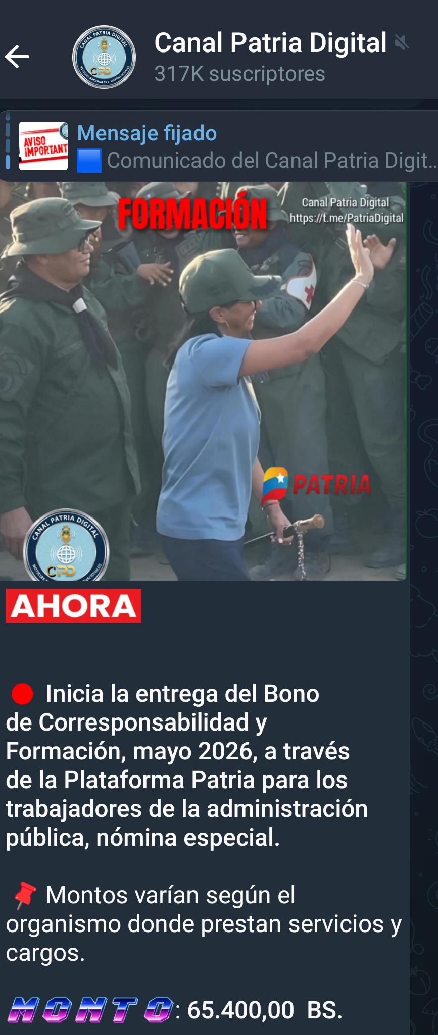 Pagan Bono de Corresponsabilidad y Formaci&oacute;n de mayo a trabajadores de n&oacute;mina especial: equivale a US$120