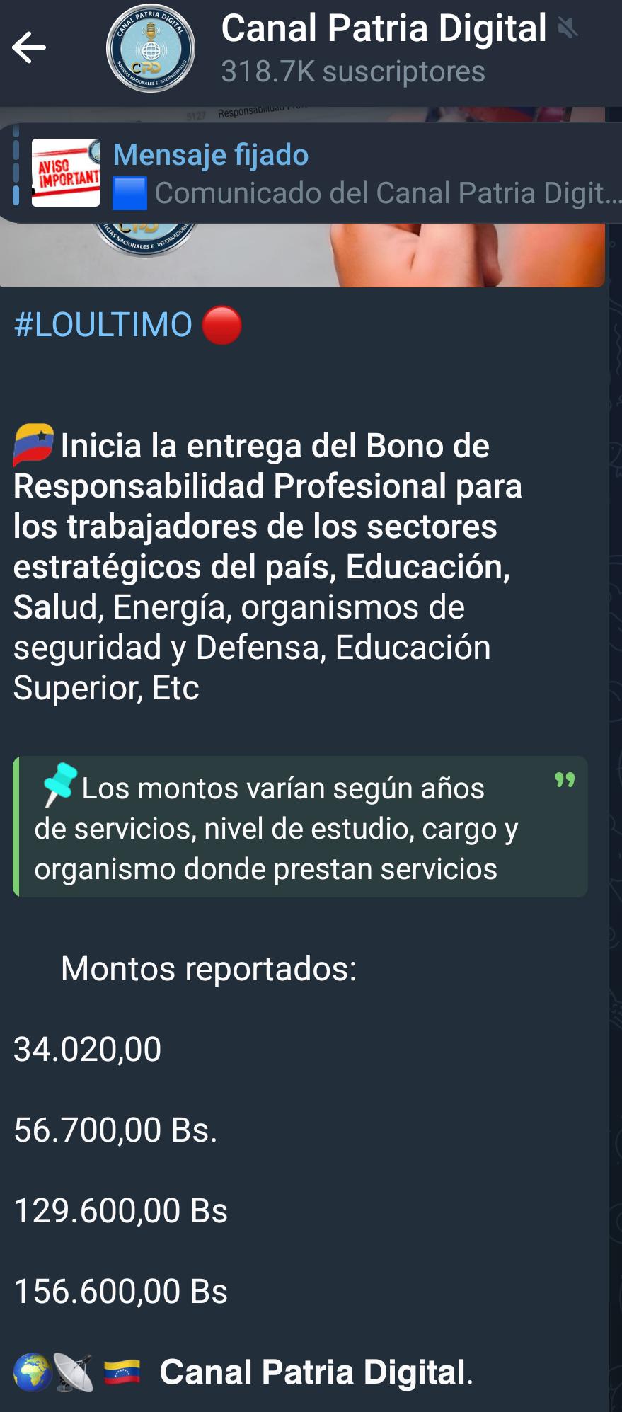 Inician pago del Bono de Responsabilidad Profesional de mayo a trabajadores (+montos)