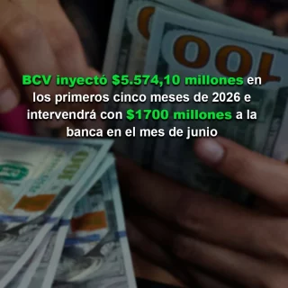 BCV colocó US$5.574,10 millones en el mercado cambiario en los primeros cinco meses de 2026