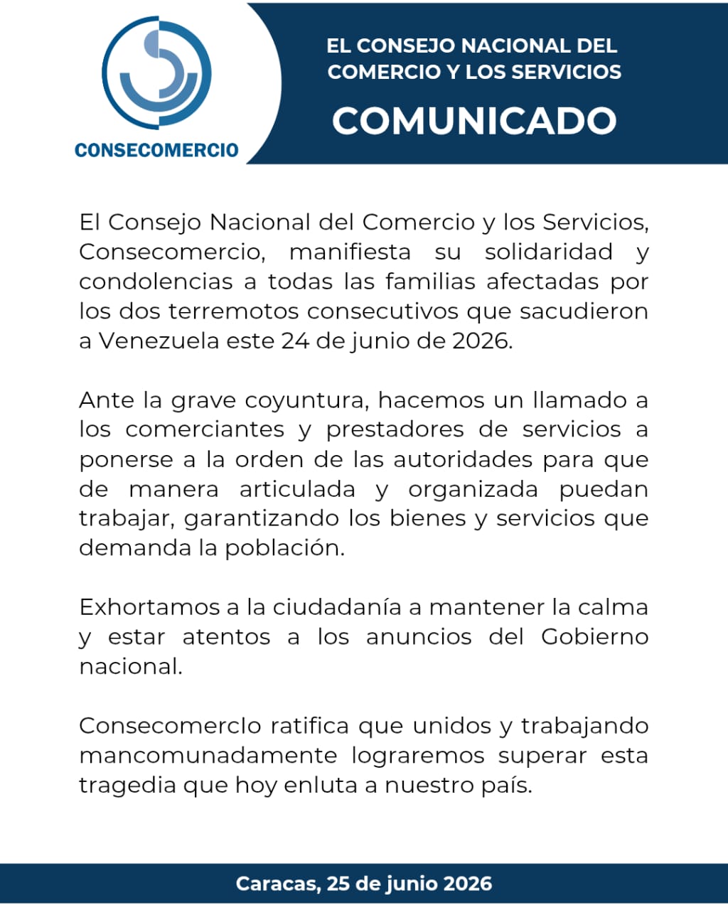 Consecomercio llama a sus afliados a ponerse a la orden de autoridades para garantizar bienes y servicios