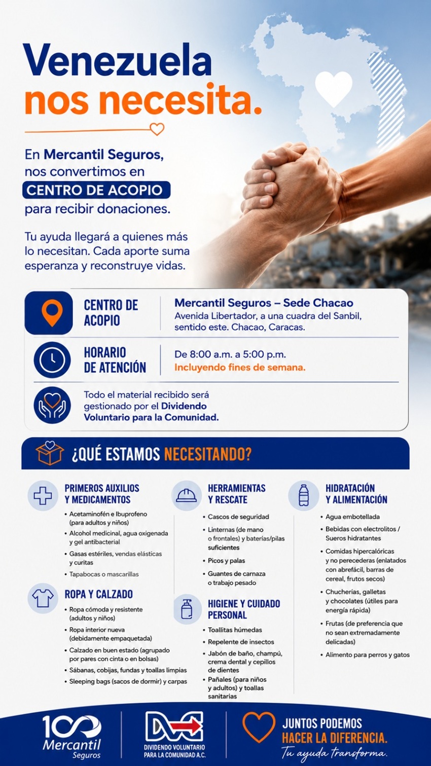 #Atentos: Mercantil Seguros funcionar&aacute; c&oacute;mo centro de acopio para recibir insumos (+detalles)