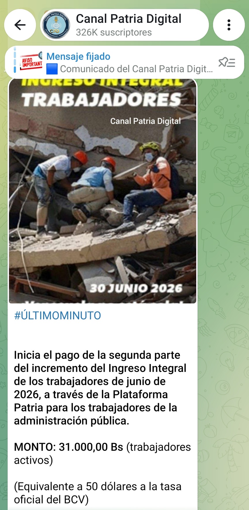 Pagan la segunda parte del &laquo;Ingreso Integral de los Trabajadores&raquo; de junio: Increment&oacute; m&aacute;s de 14% en bol&iacute;vares