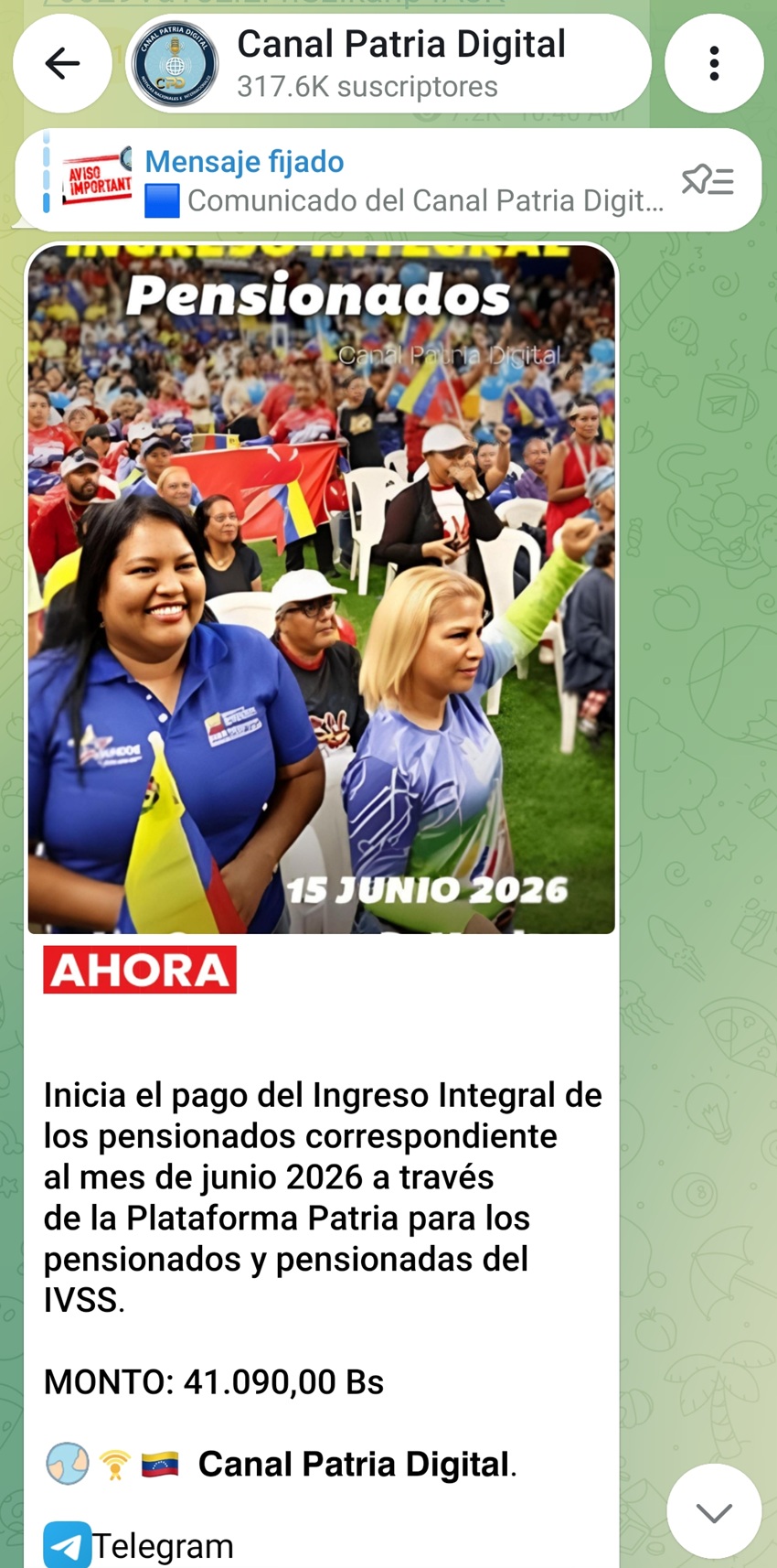 Pagan el &laquo;Ingreso Integral de los Pensionados &raquo; de junio: Increment&oacute; m&aacute;s de 15% en bol&iacute;vares