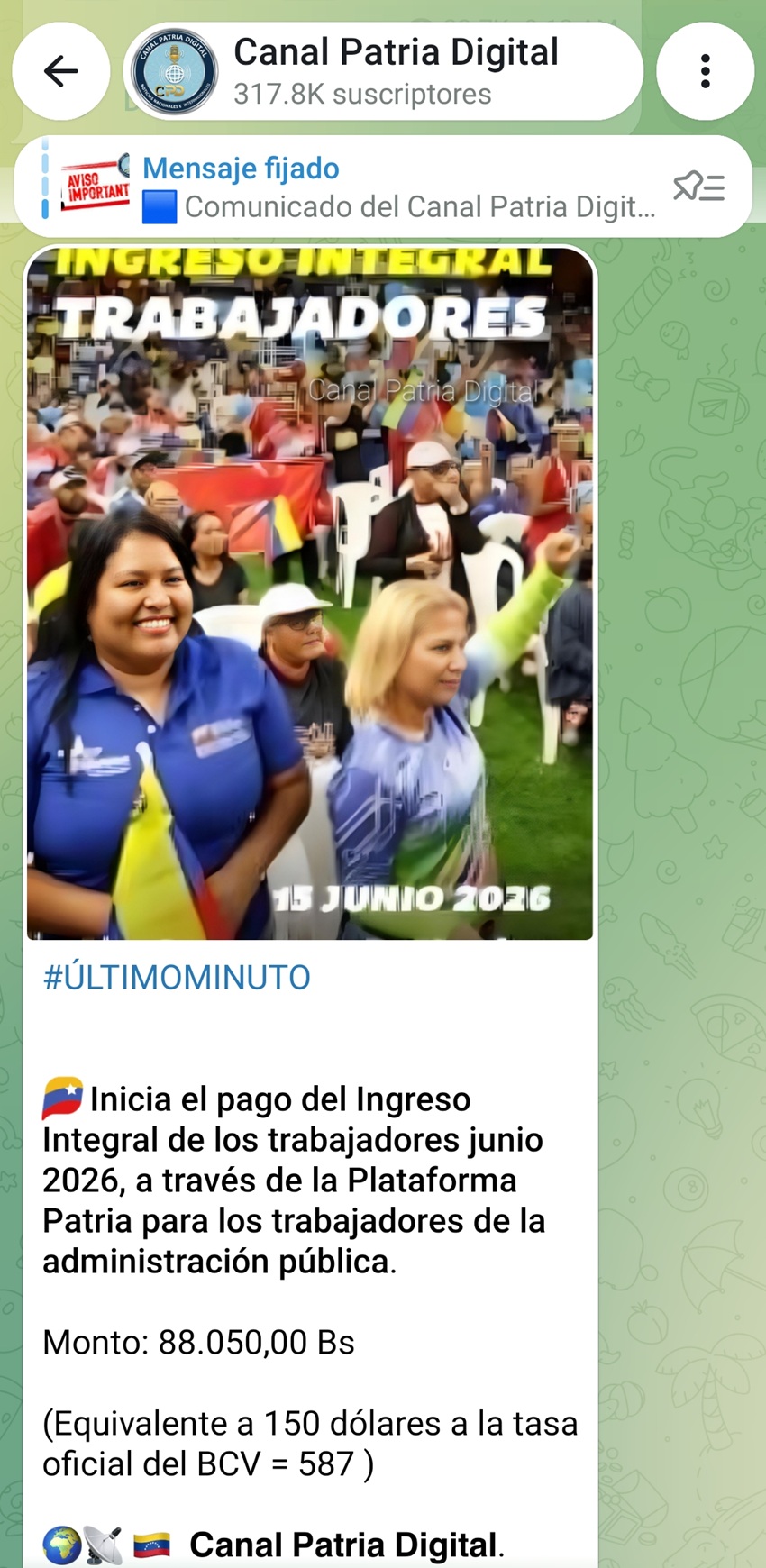 Pagan el «Ingreso Integral de los Trabajadores» de junio: Aumentó más de 15% en bolívares (+monto)