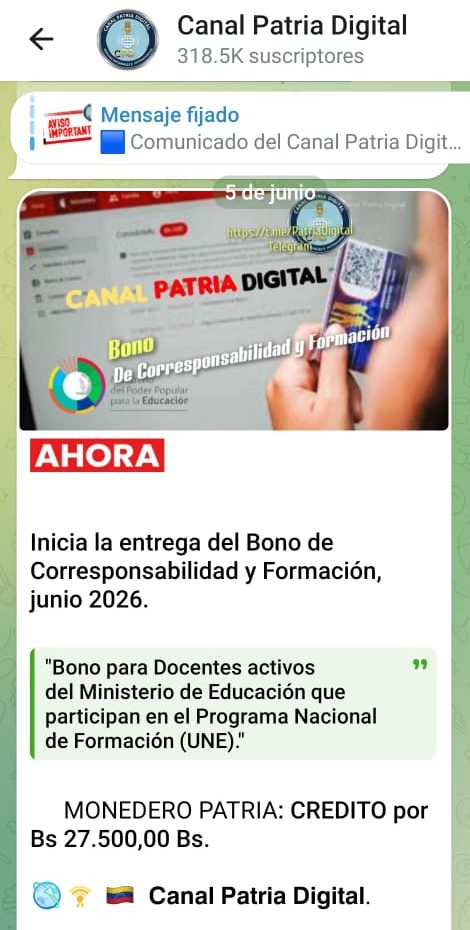 Pagan &laquo;Bono de Corresponsabilidad y Formaci&oacute;n&raquo; de junio a docentes activos: aument&oacute; 12,93% en bol&iacute;vares