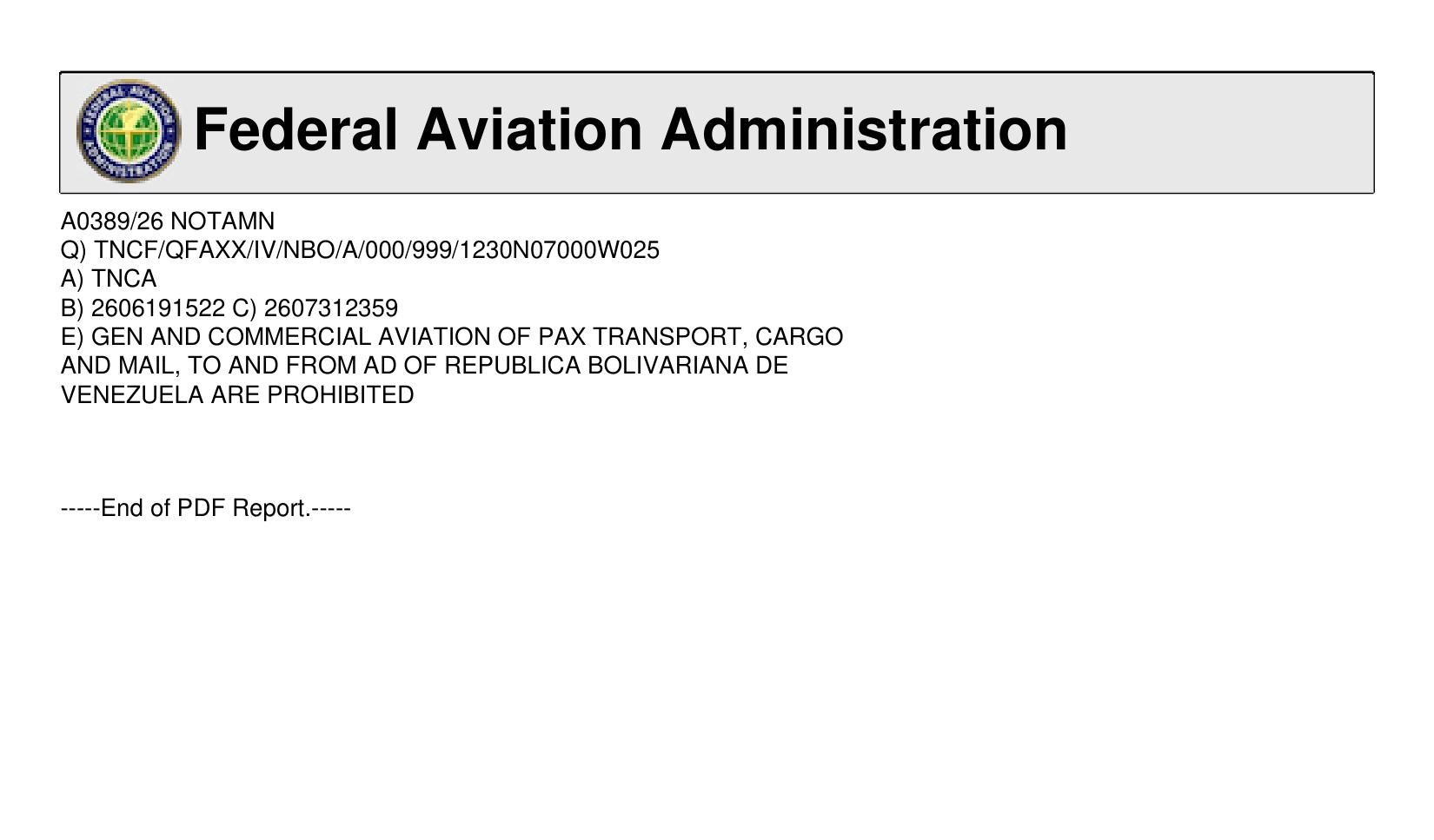 Autoridades de Aruba renovaron prohibición de vuelos con Venezuela hasta el #31Jul