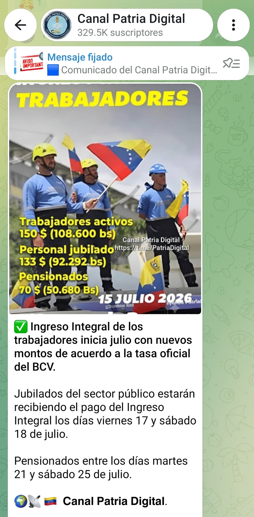 #Atentos: Los montos que cobrar&aacute;n los jubilados y pensionados en julio por el &laquo;Ingreso Integral de los Trabajadores&raquo;