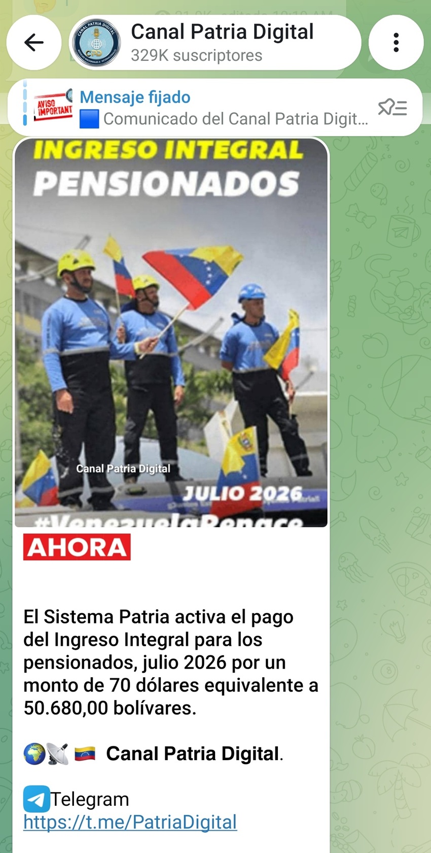 Aumentó más de 23% en bolívares: Pagan el «Ingreso Integral de los Pensionados » de julio