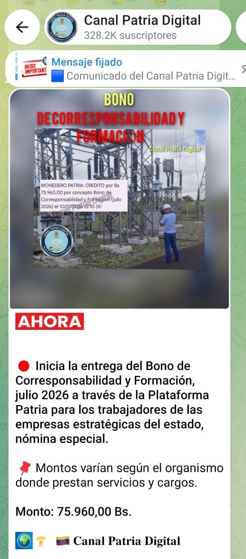 Inician pago del Bono de Corresponsabilidad y Formaci&oacute;n de julio a trabajadores de empresas estrat&eacute;gicas (+Monto)