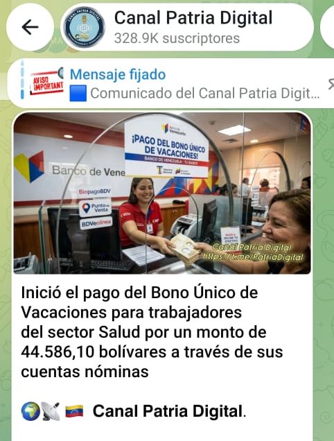 Pagan «Bono Único de Vacaciones» para trabajadores del sector salud (+Detalles)