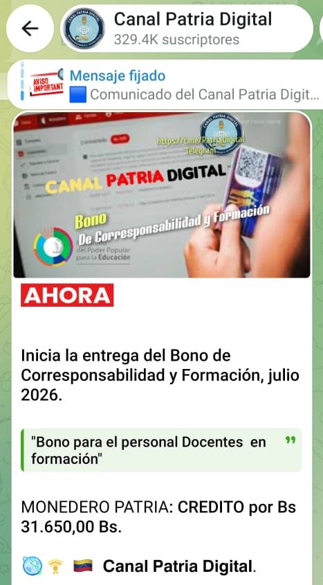 Inician pago del «Bono de Corresponsabilidad y Formación» de julio a docentes activos (+Detalles)