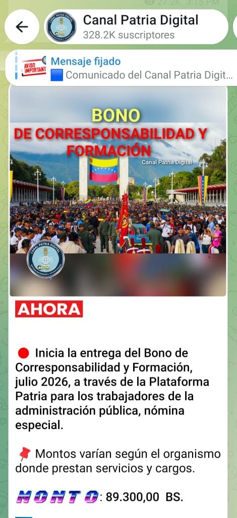 Pagan &laquo;Bono de Corresponsabilidad y Formaci&oacute;n&raquo; de julio a trabajadores de n&oacute;mina especial: equivale a US$119,99