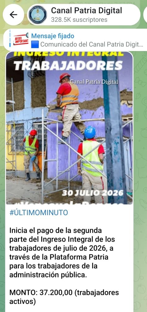 Aument&oacute; 18,09% en bol&iacute;vares: Pagan segunda parte del &laquo;Ingreso Integral de los Trabajadores&raquo; de julio