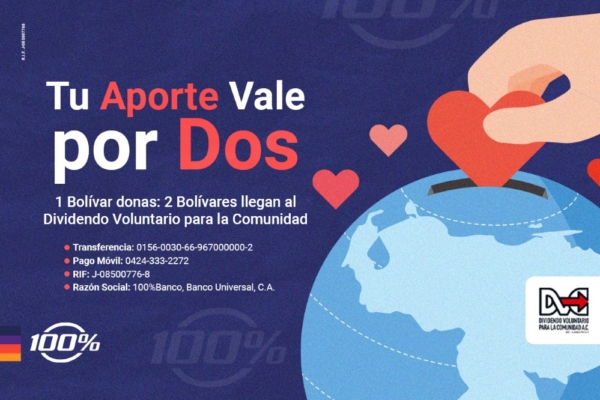 100%Banco activa campa&ntilde;a solidaria #Tu Aporte Vale por Dos y exonera comisiones BCV en Puntos de Ventas en zonas afectadas por sismos