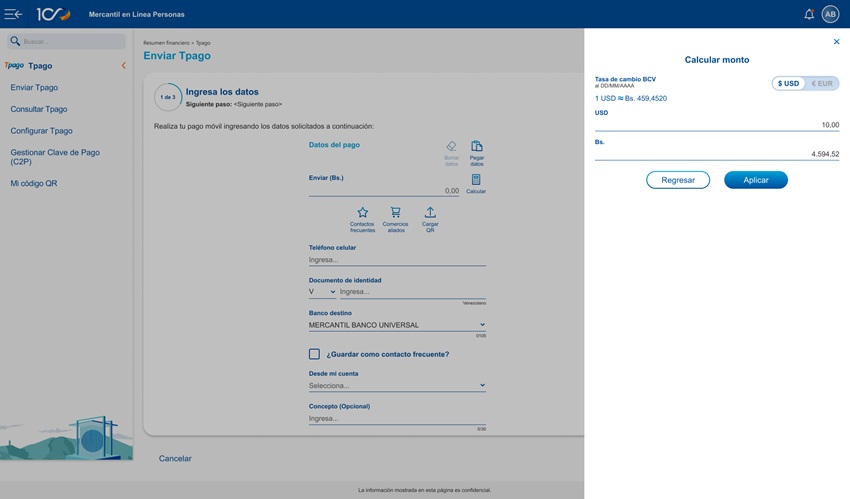 Mercantil en L&iacute;nea Personas optimiza la experiencia de los clientes con sus nuevas funcionalidades