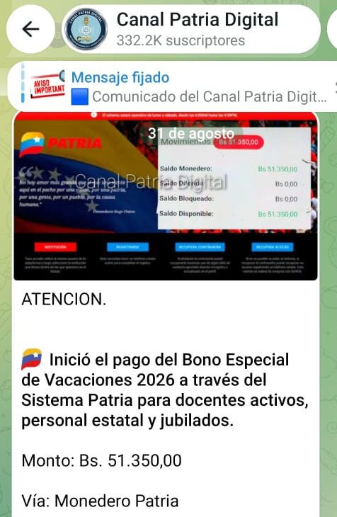 Pagan Bono Especial de Vacaciones 2026 para docentes estadales (+Detalles)