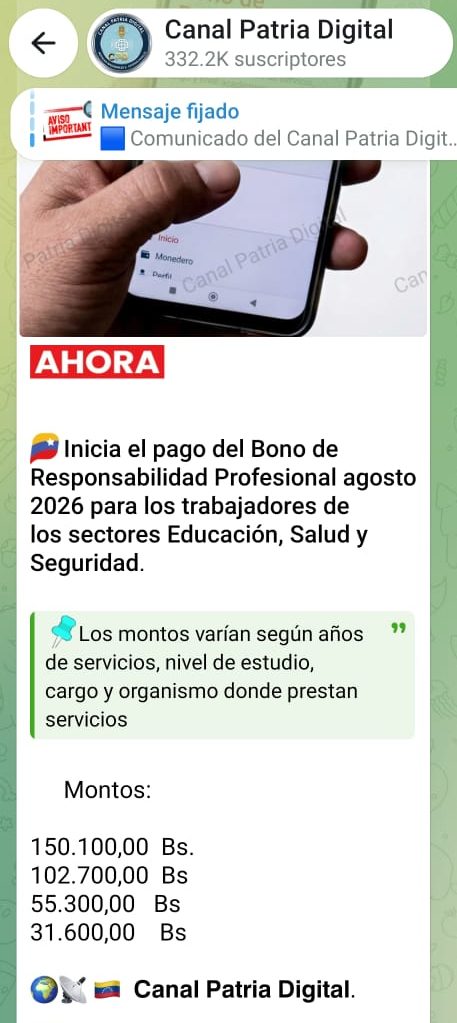 Pagan Bono de Responsabilidad Profesional de agosto a trabajadores de sectores estrat&eacute;gicos (+Montos)