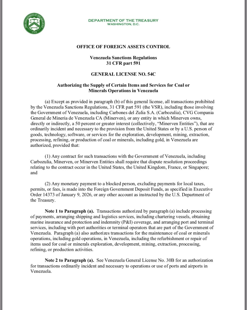OFAC flexbiliza sanciones para el sector minero de Venezuela con tres licencias generales
