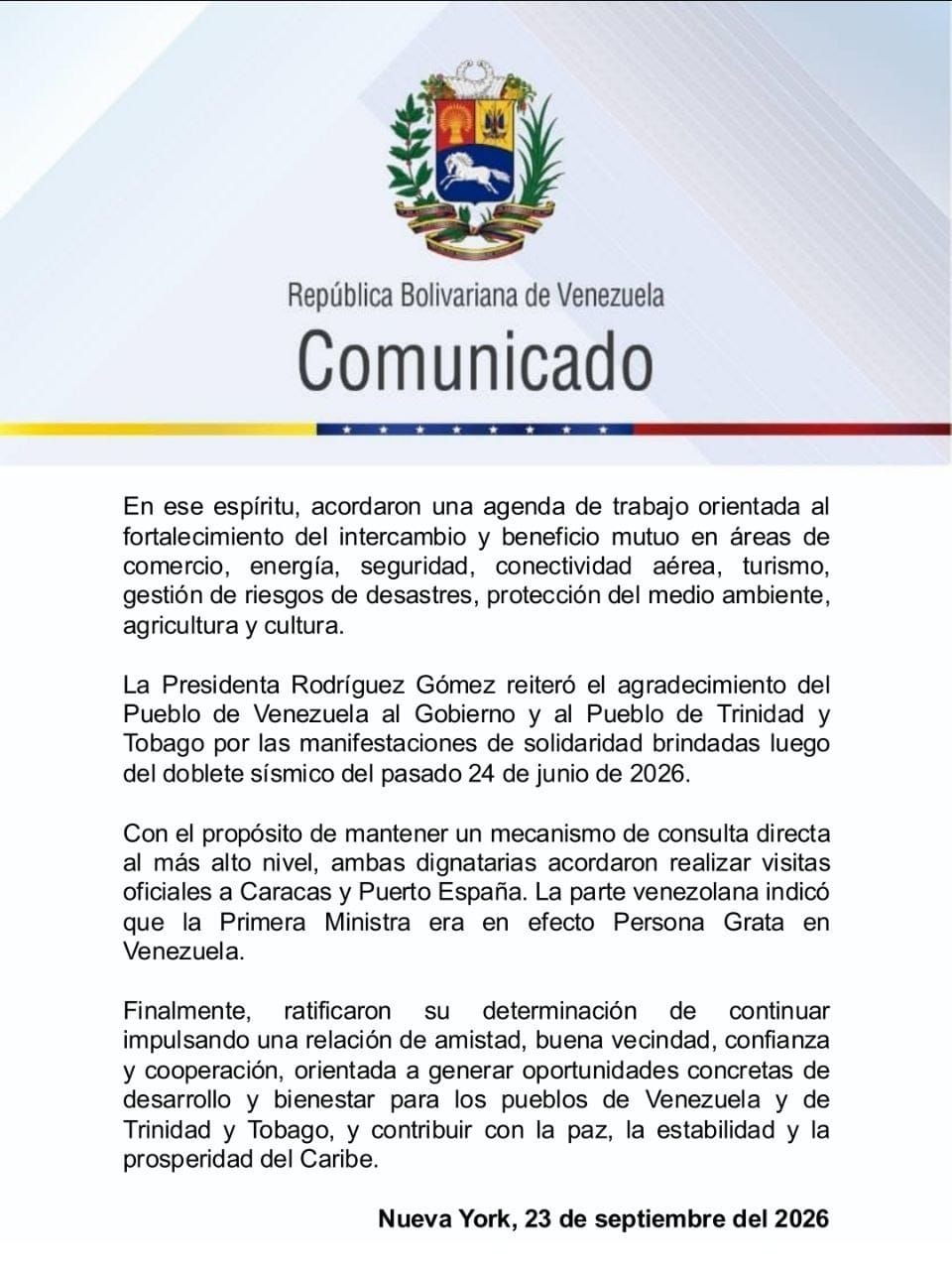 Venezuela acuerda con Trinidad y Tobago fortalecer el intercambio energ&eacute;tico y comercial