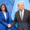 Delcy Rodr&iacute;guez y secretario general de la ONU conversan sobre fortalecimiento de la protecci&oacute;n social en Venezuela