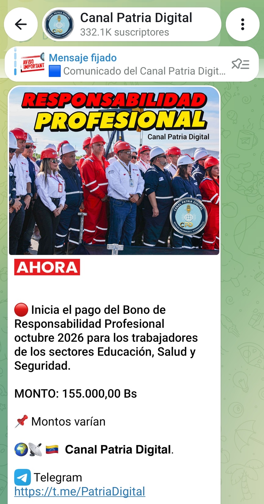 Increment&oacute; m&aacute;s de 6% en bol&iacute;vares: Pagan bono de &laquo;Responsabilidad Profesional&raquo; de octubre