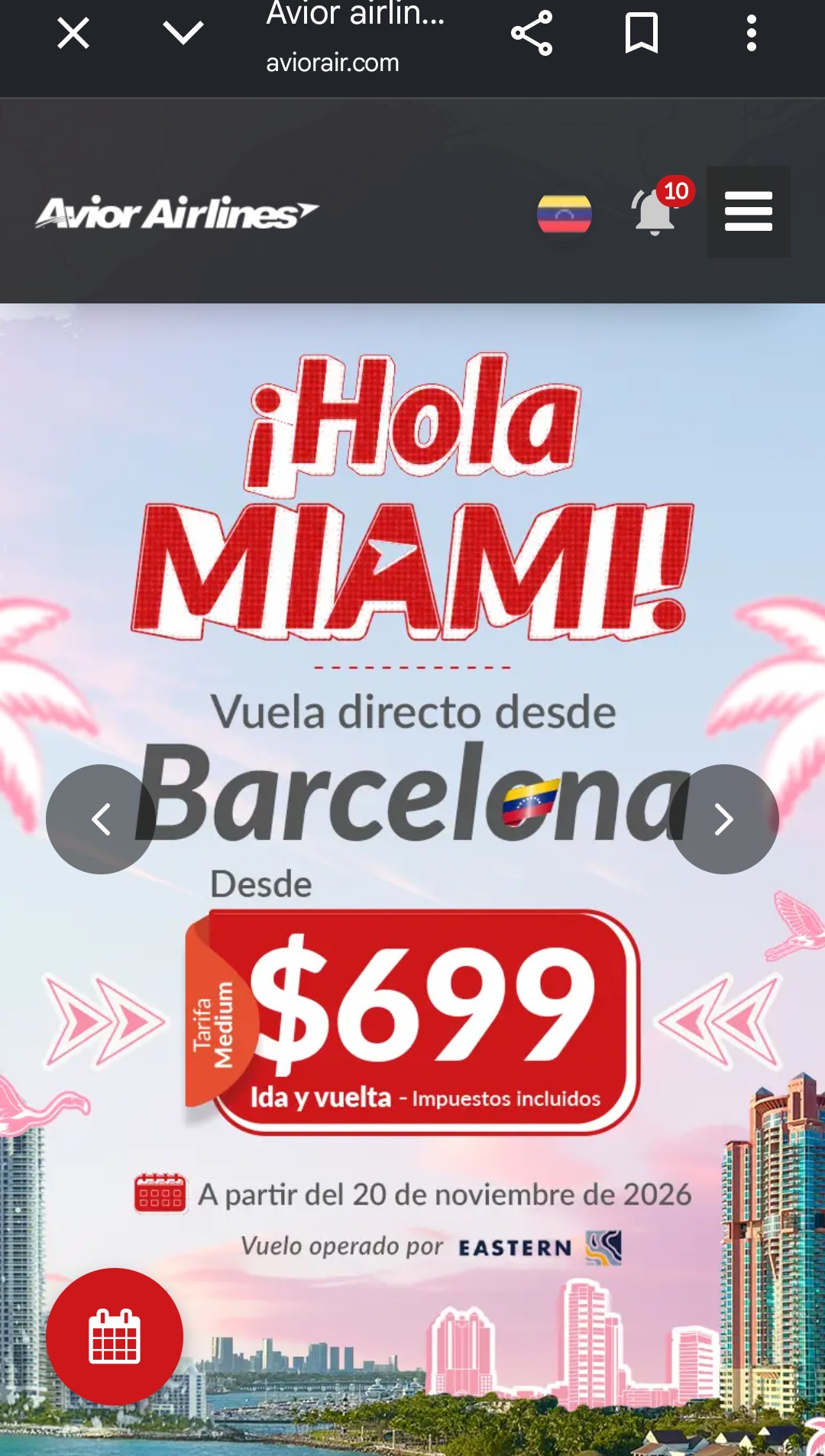 Desde US$699 el boleto: Avior Airlines conectar&aacute; a Anzo&aacute;tegui con Miami a partir del #20Nov